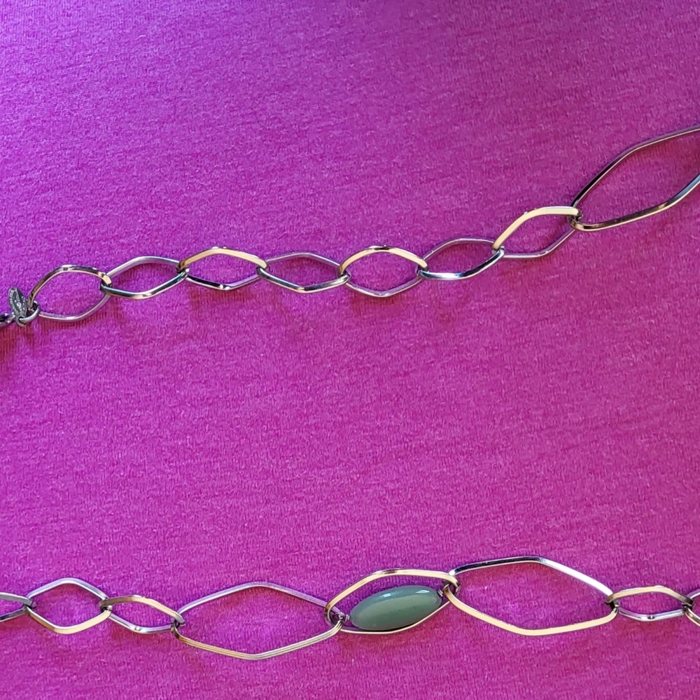 Costume jade and silver necklace